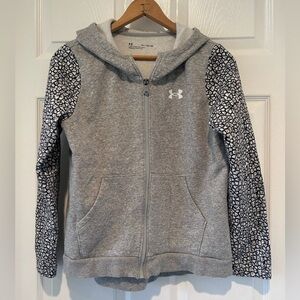 Under Armour Girls Sz XL Gray Rival Fleece Full Zip Hooded Jacket Athleisure